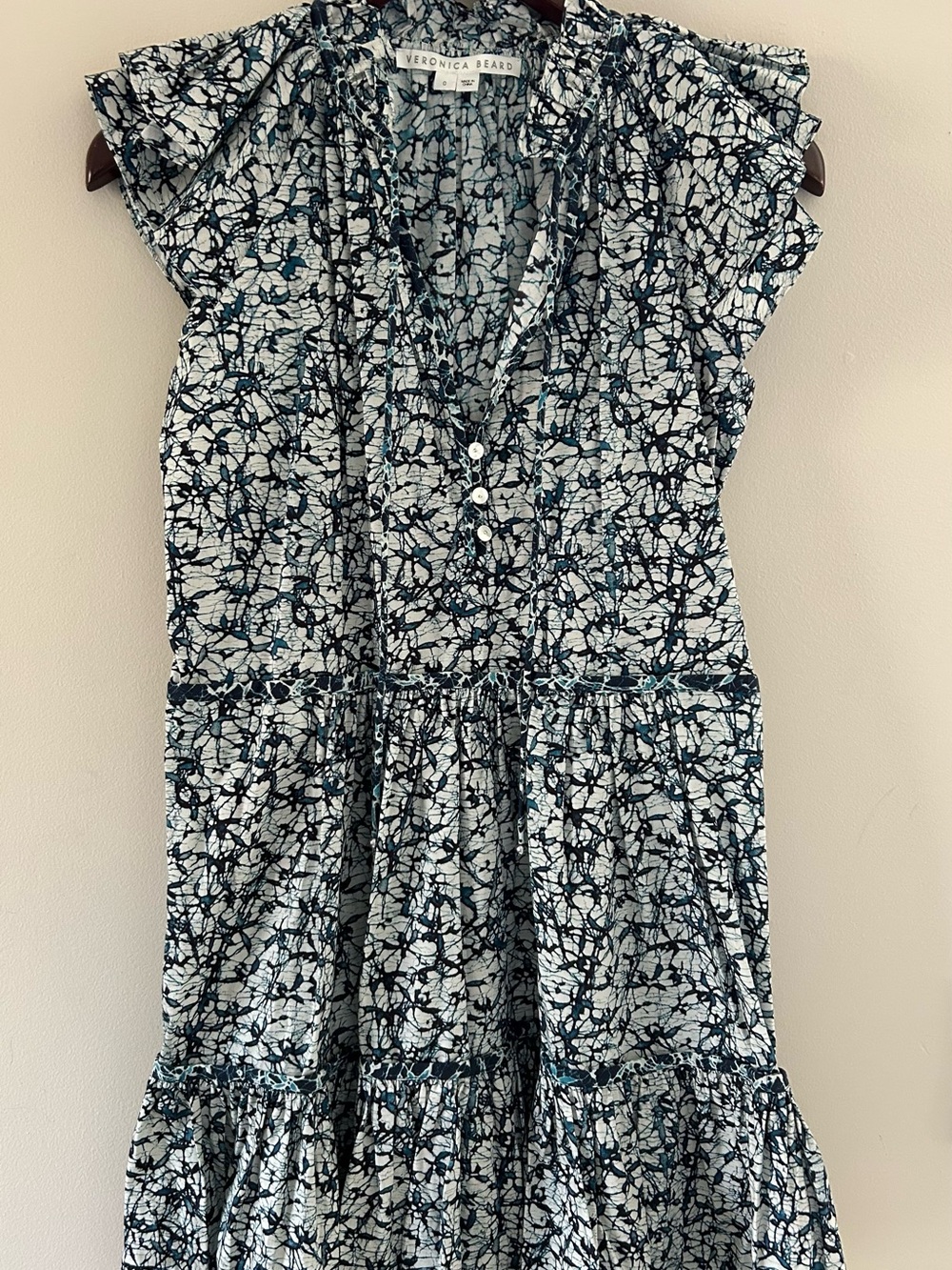Veronica Beard Zee Batik Print Mini Dress Size 0 Blue White